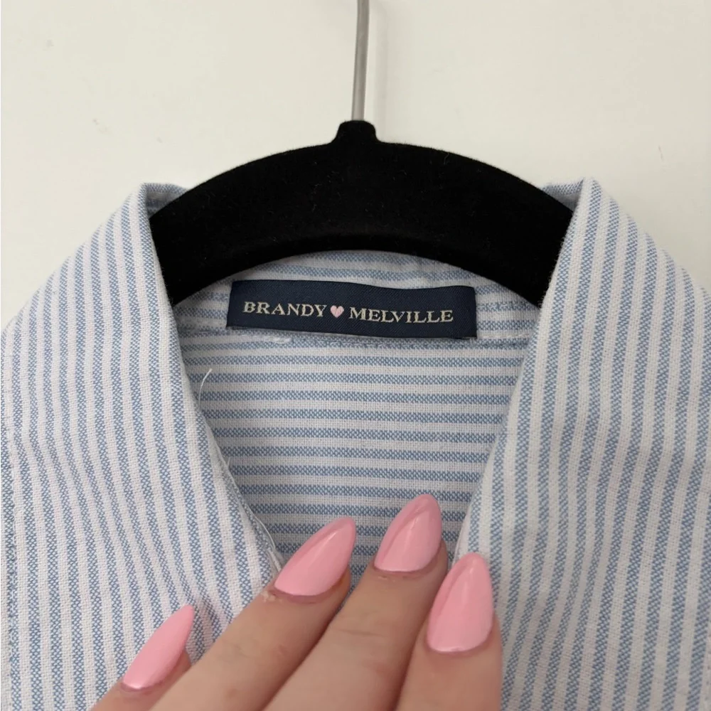 Brandy Melville pin stripped and white blouse button ups - Picture 2 of 5